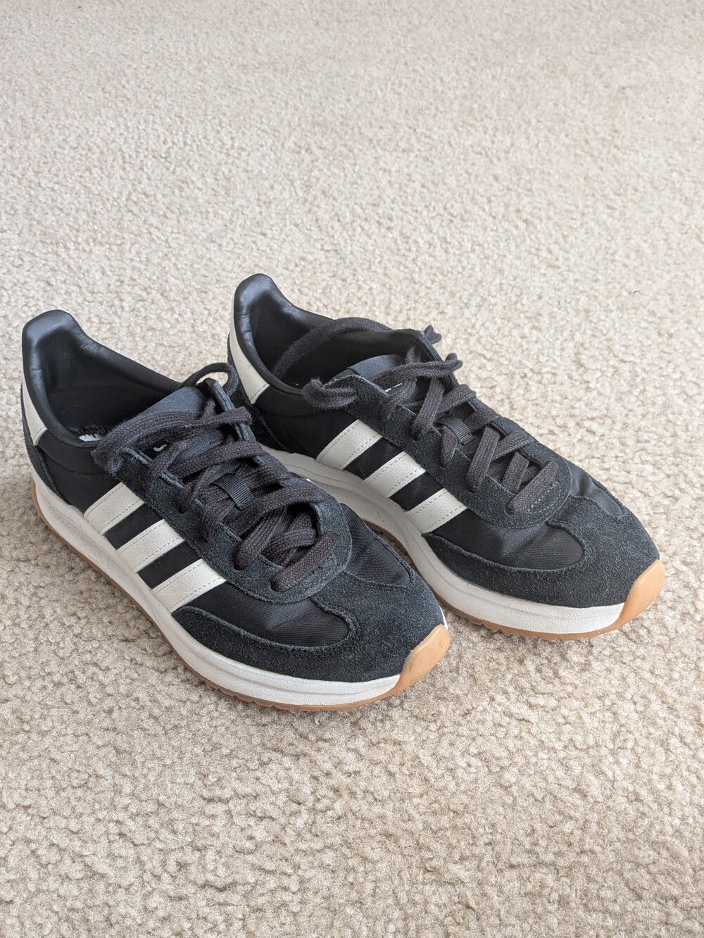 adidas Black Sneakers with White Three-Stripes